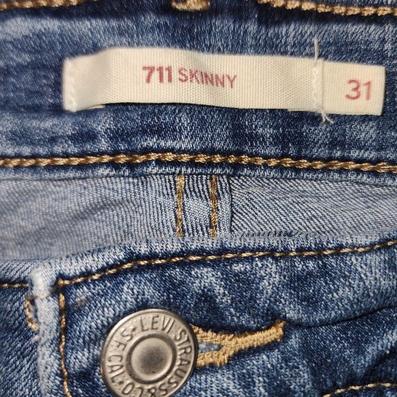Levi's Skinny Distressed Raw Hem Denim Jeans 711 Size 31 - Picture 7 of 8